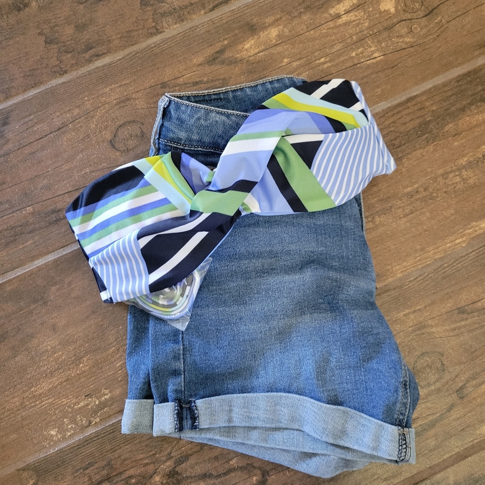 NWT AERIE brand sz XS swim top,blue green navy white, padded, removable strap